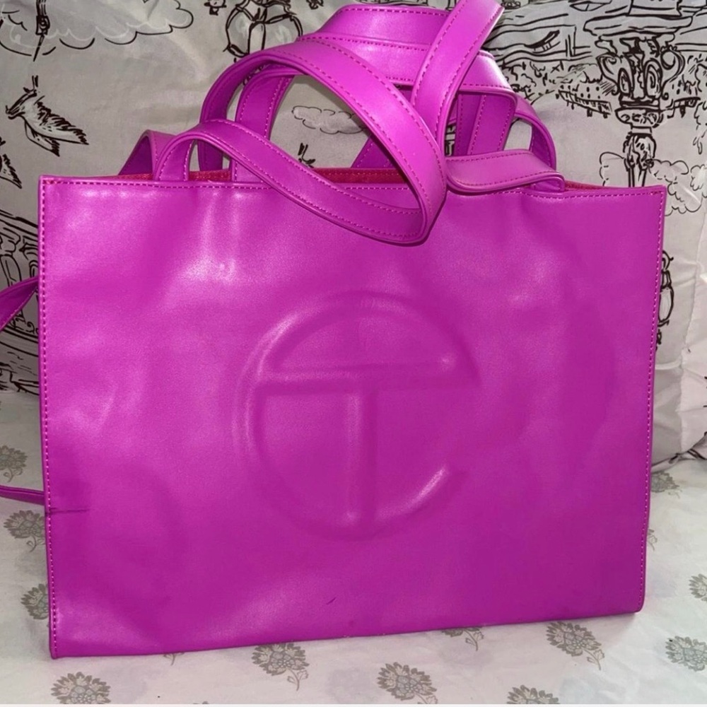 Telfar Hot Pink Shopping Tote with Embossed Logo